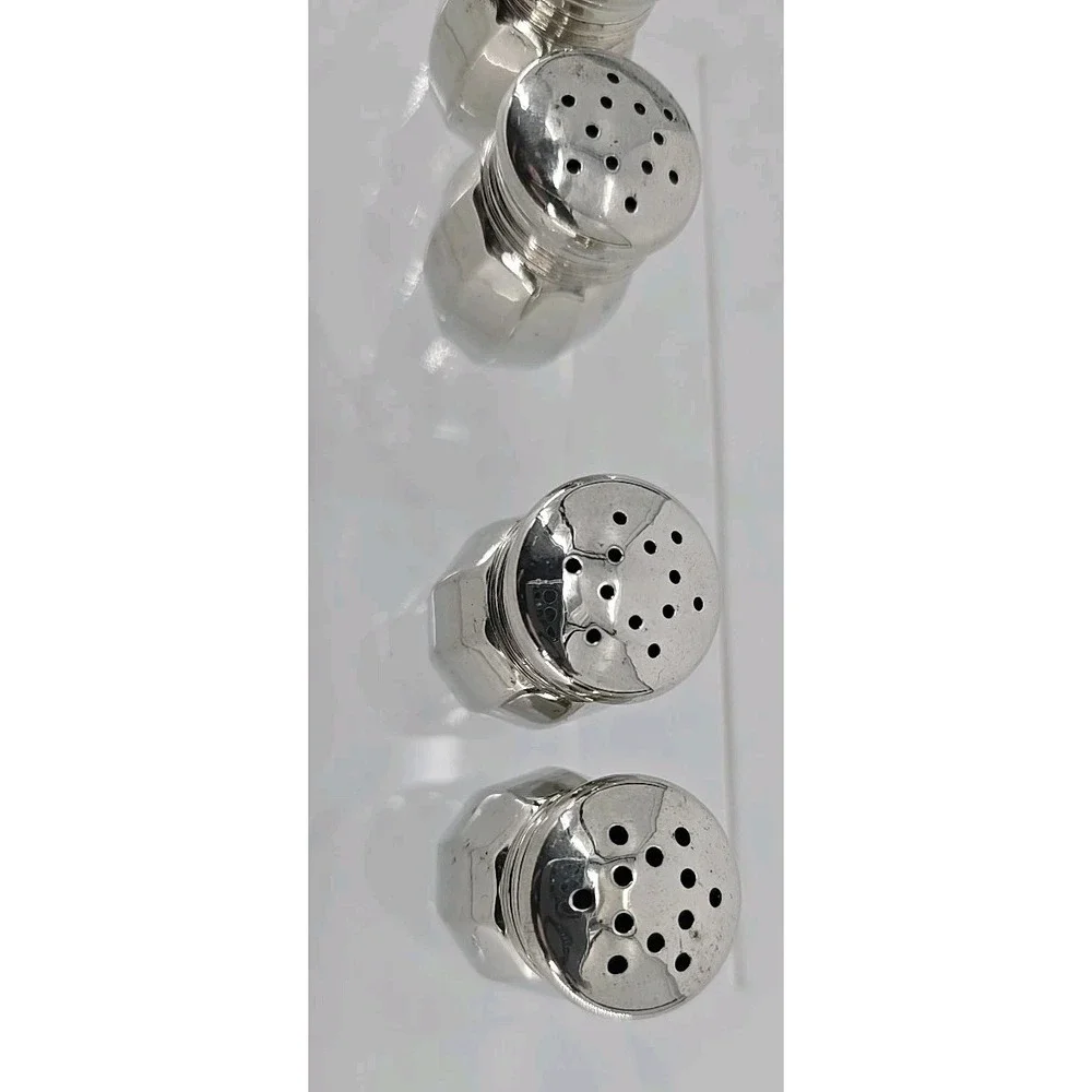 4 Lot Set of Vtg Empire Pewter Salt & Pepper Mini‎ Salt / Pepper Shakers